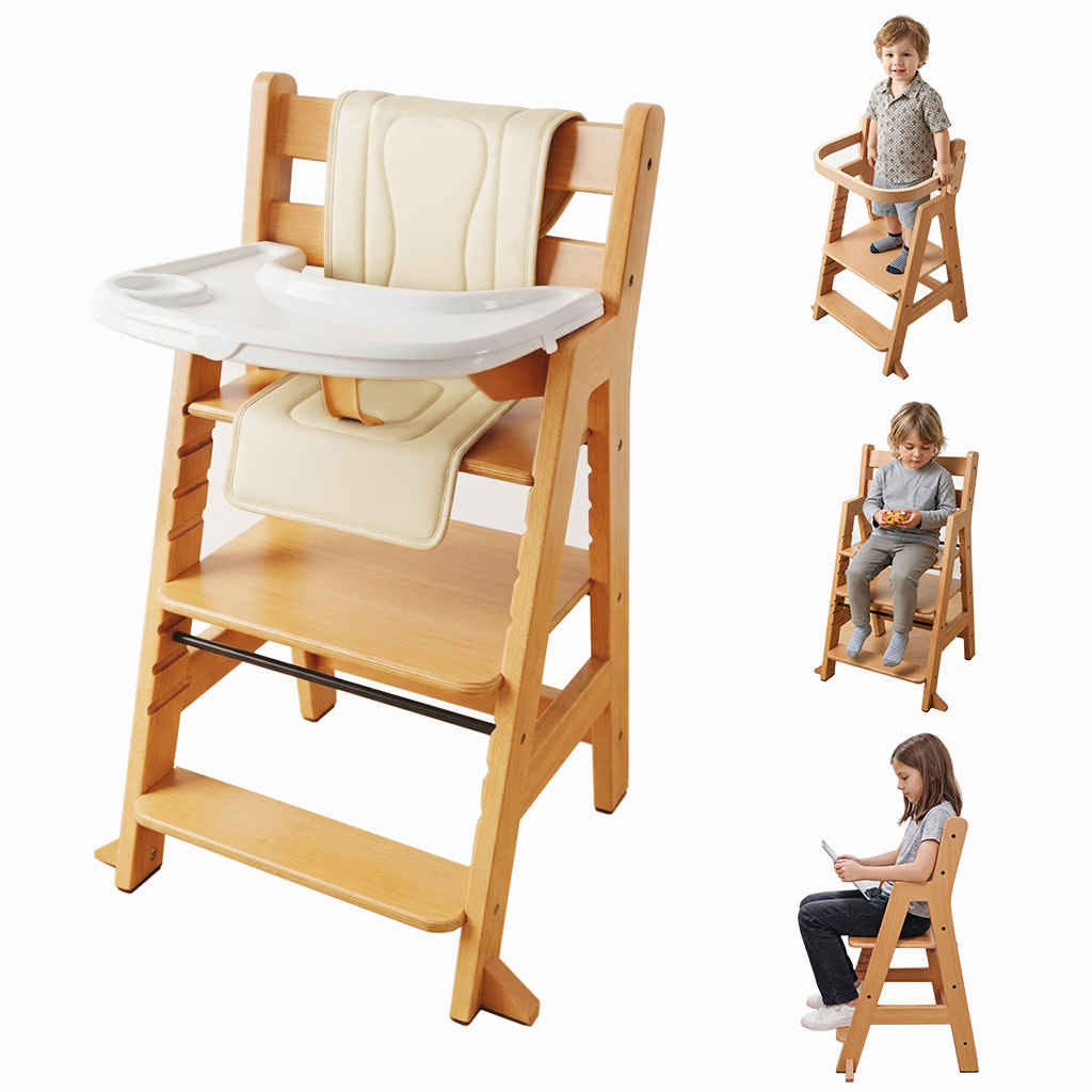Adjustable grow with child high chair supporting different stages of childhood