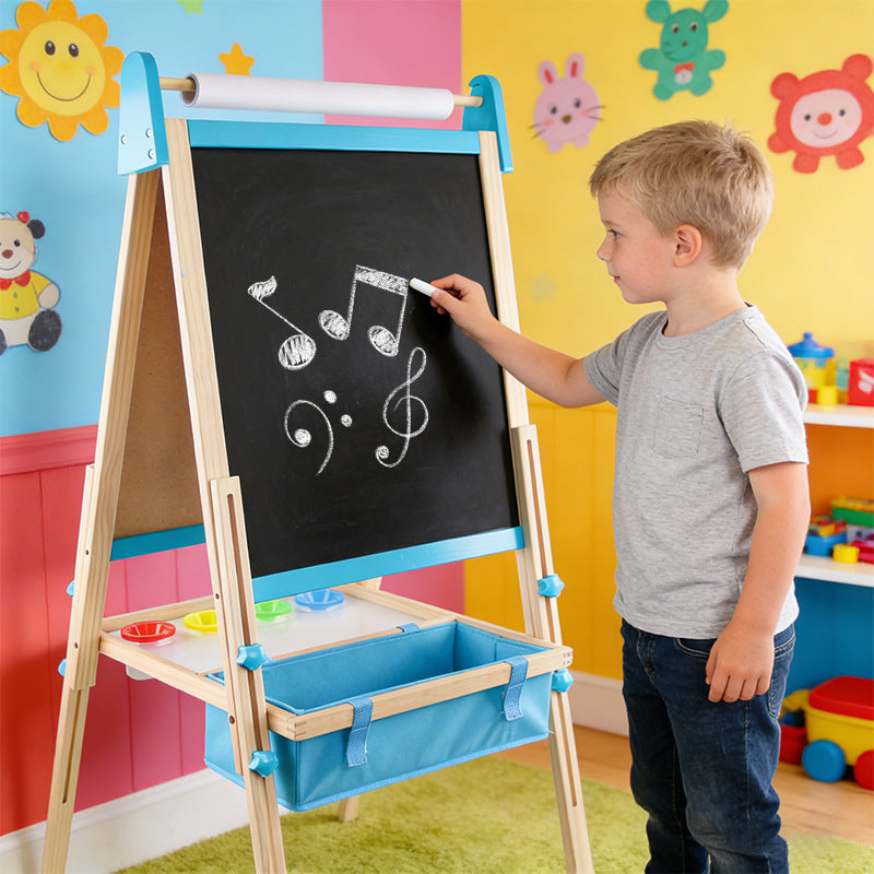 Adjustable height wooden easel for toddlers and kids