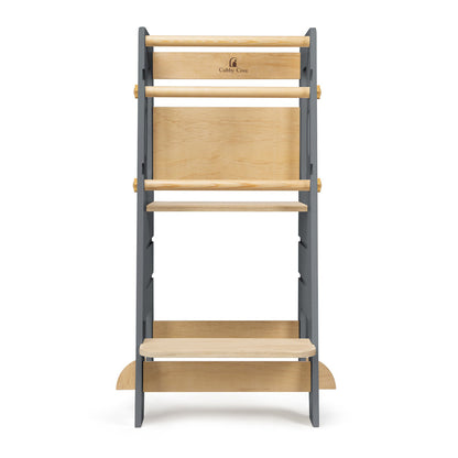 Adjustable toddler kitchen helper stool allowing children to safely reach counter height