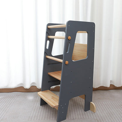Adjustable wooden toddler step stool with secure standing platform for children