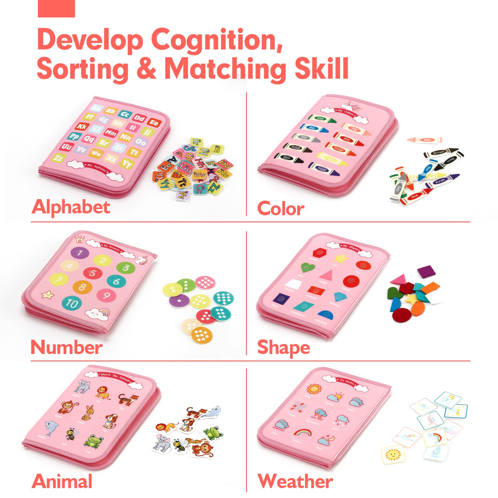 Busy board with alphabet letters for early learning and preschool practice