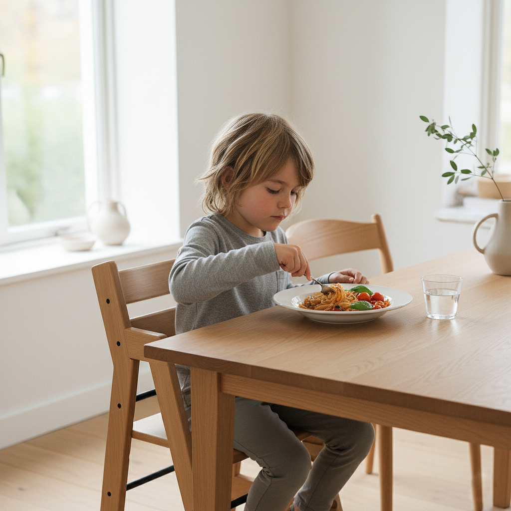 Solid wood baby feeding chair with durable natural construction