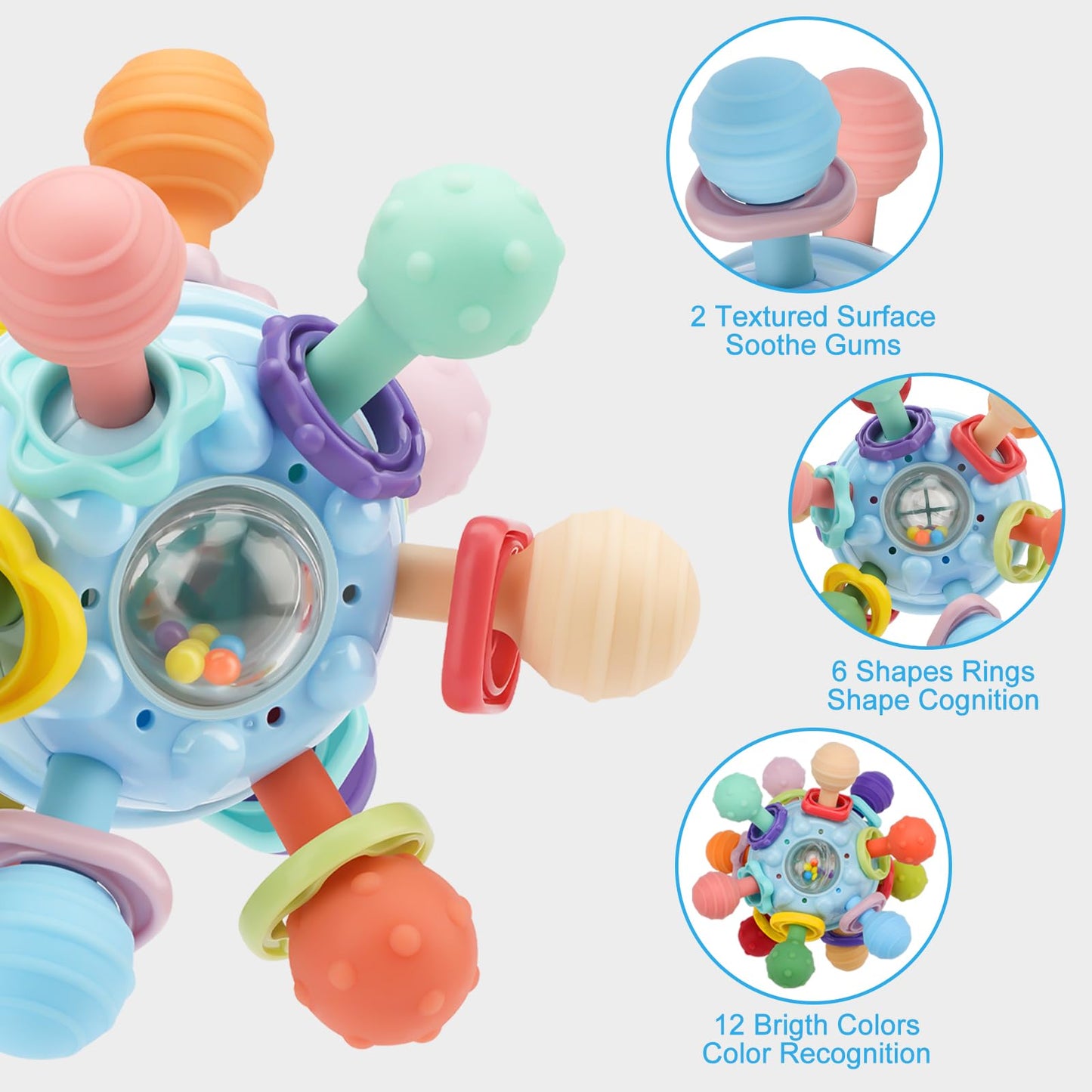 baby teething toy with multiple textures
