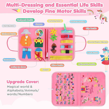 10-Page Felt Busy Board Quiet Book - Magic World Theme for kids and family play, image 6
