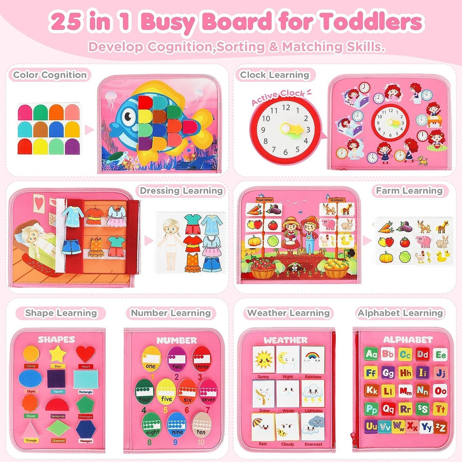10-Page Felt Busy Board Quiet Book - Magic World Theme for kids and family play, image 3
