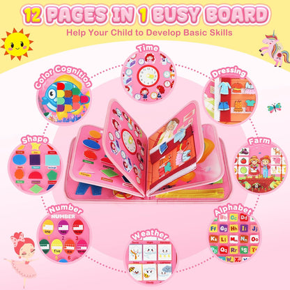 10-Page Felt Busy Board Quiet Book - Magic World Theme for kids and family play, image 4