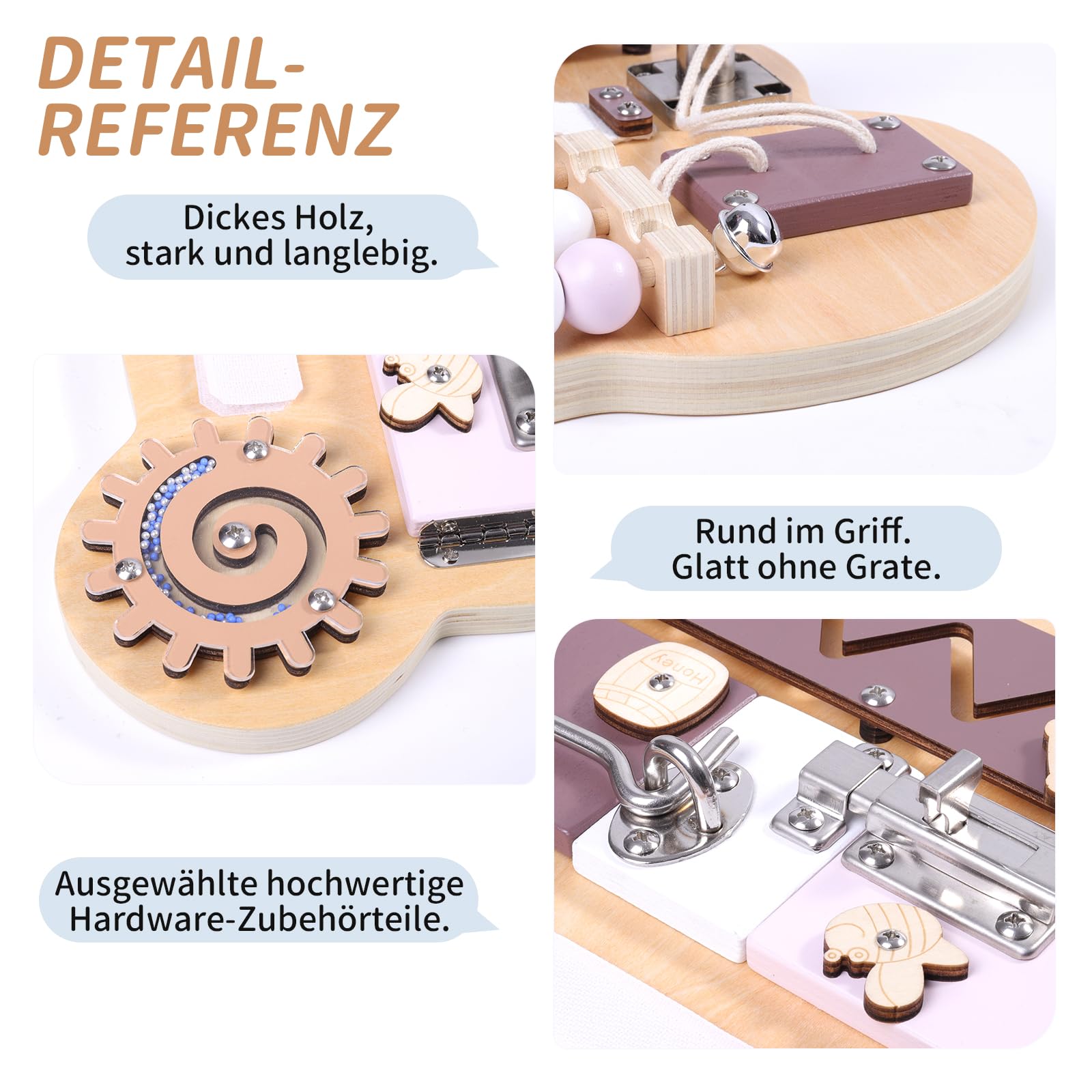 Bear Theme Wooden Busy Board for kids and family play, image 2
