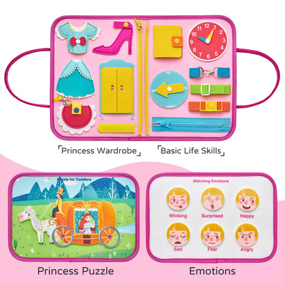 8-Page Felt Busy Board Quiet Book - Princess Theme for kids and family play, image 3