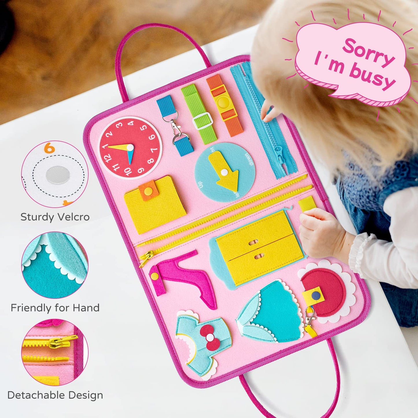 8-Page Felt Busy Board Quiet Book - Princess Theme for kids and family play, image 2