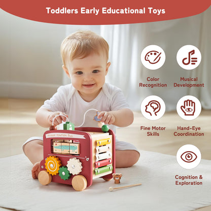 Montessori Busy Bus xylophone activity for early musical learning