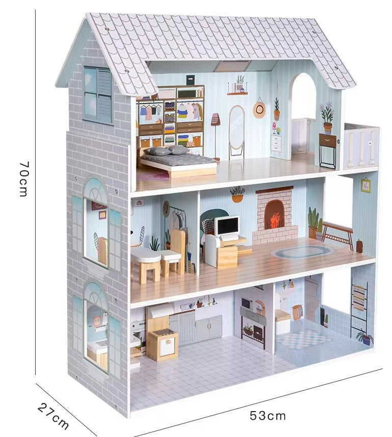 Large Wooden Dollhouse - Large Set for kids and family play, image 2