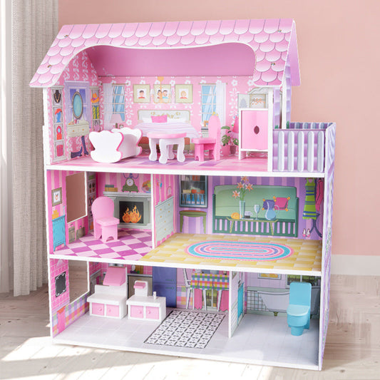 Large Wooden Dollhouse - Large Set for kids and family play, image 1