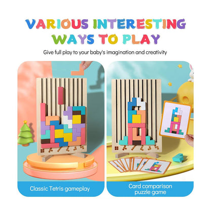 Colorful wooden block puzzle game for creative kids play