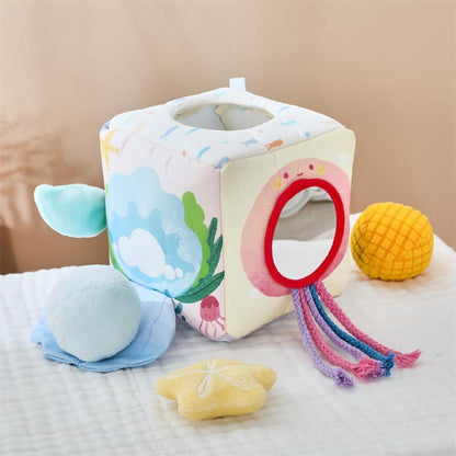 Crinkle toy for infants with engaging sounds and textures