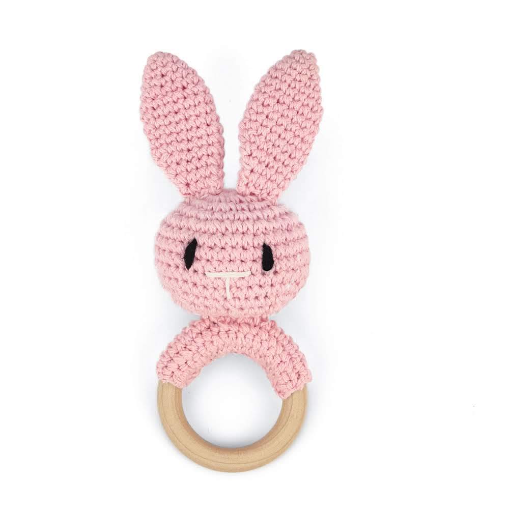 Handmade crochet bunny ear baby teether