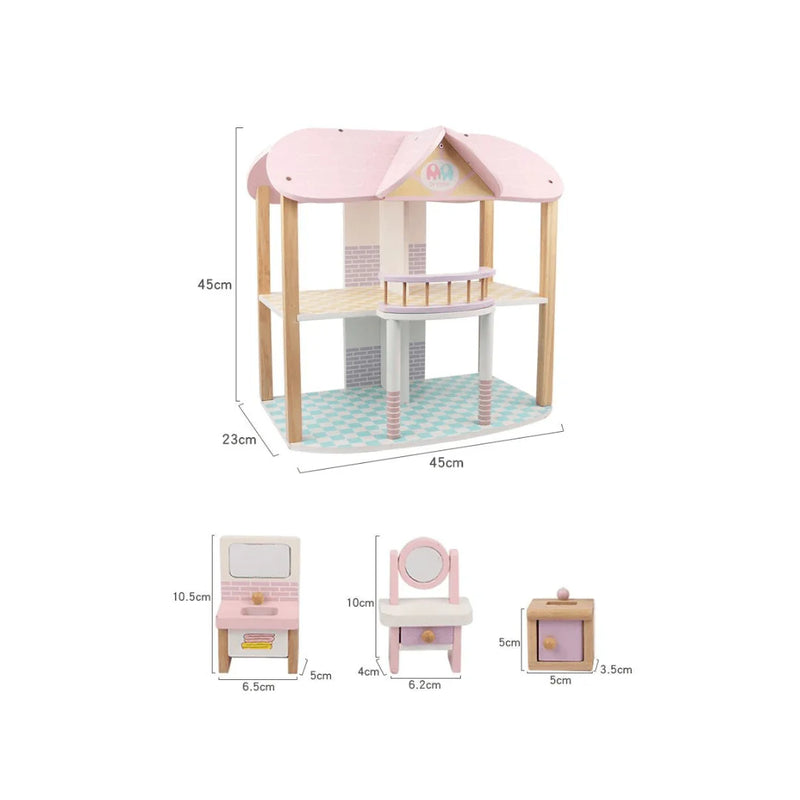 Wooden dollhouse decoration for kids playroom