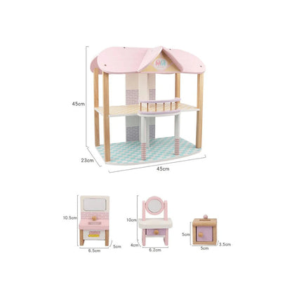 Wooden dollhouse decoration for kids playroom
