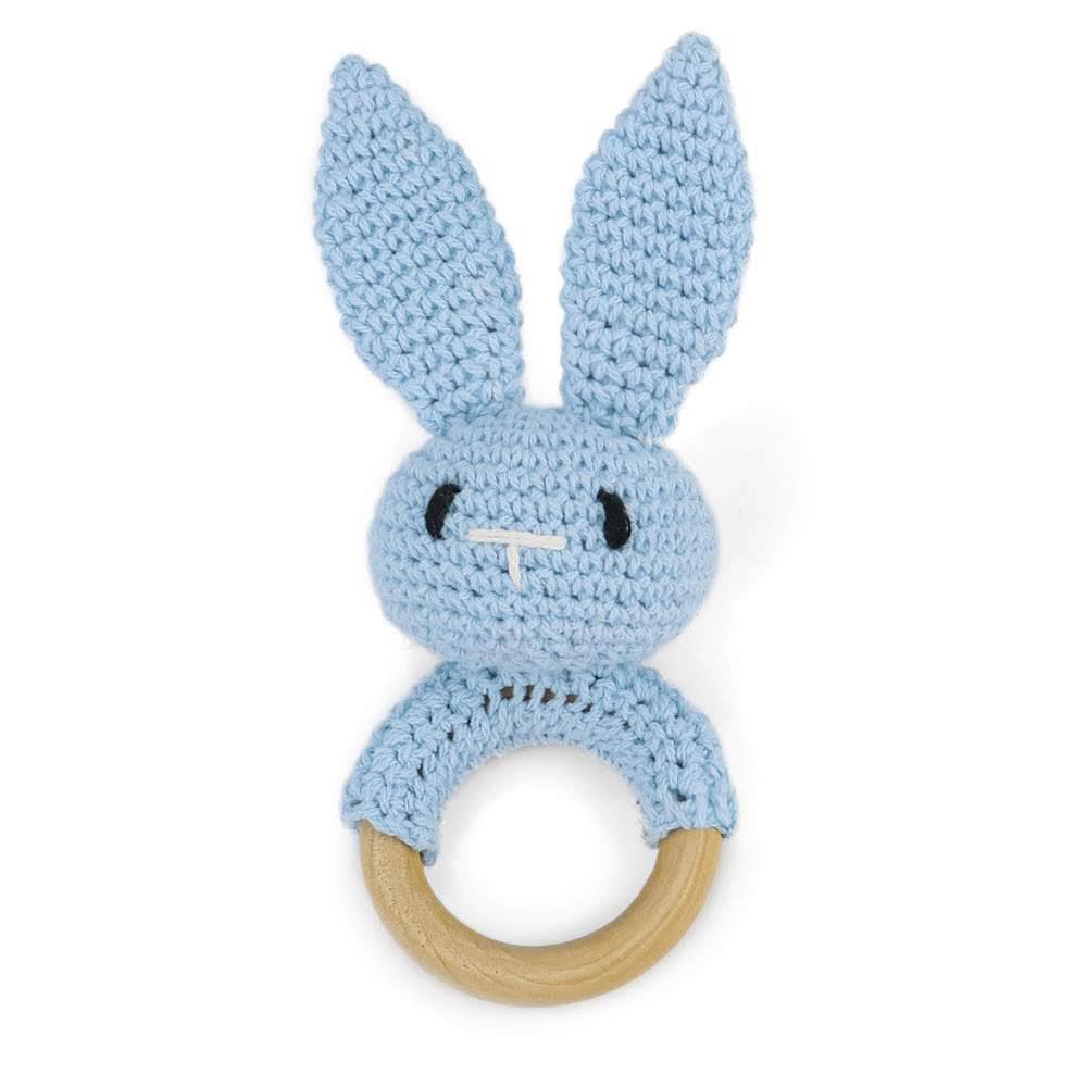 Easy grip wooden baby rattle for little hands
