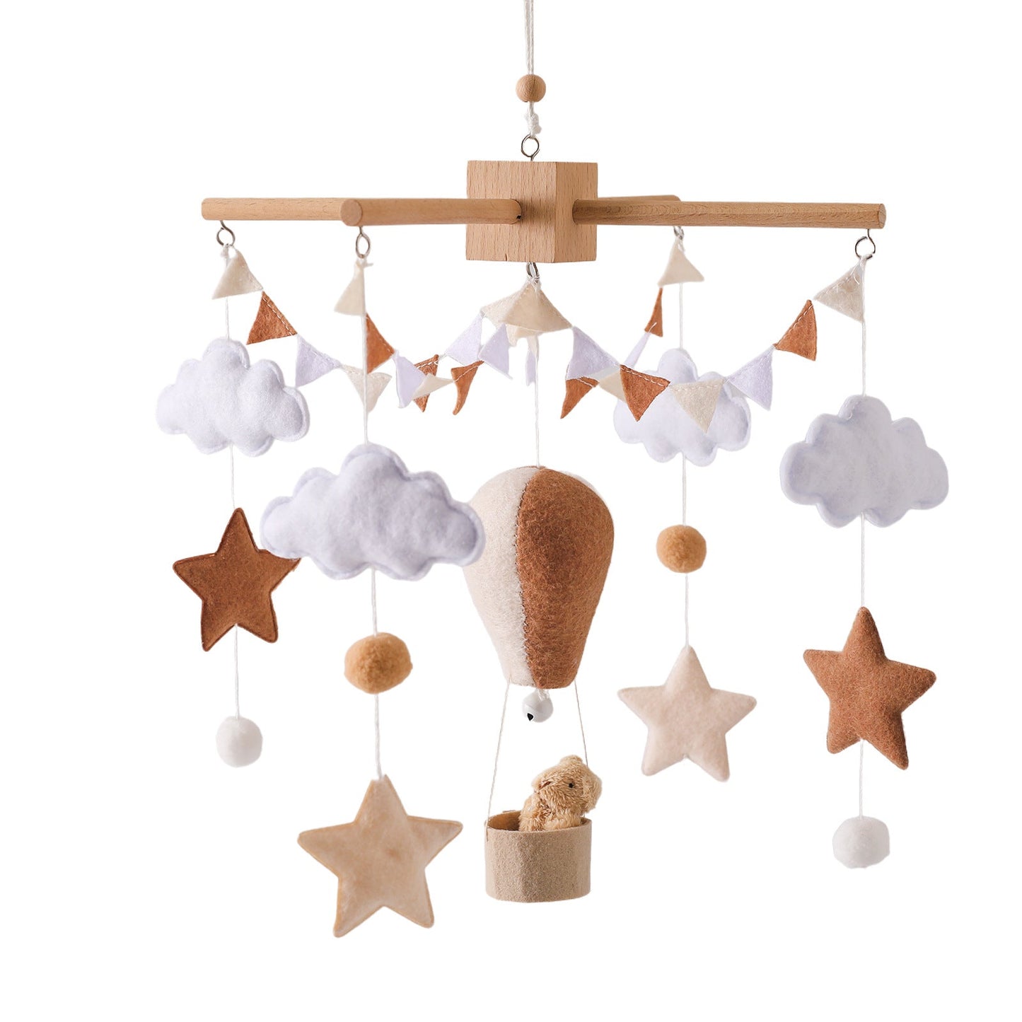Neutral elephant cloud baby mobile for modern nursery decor