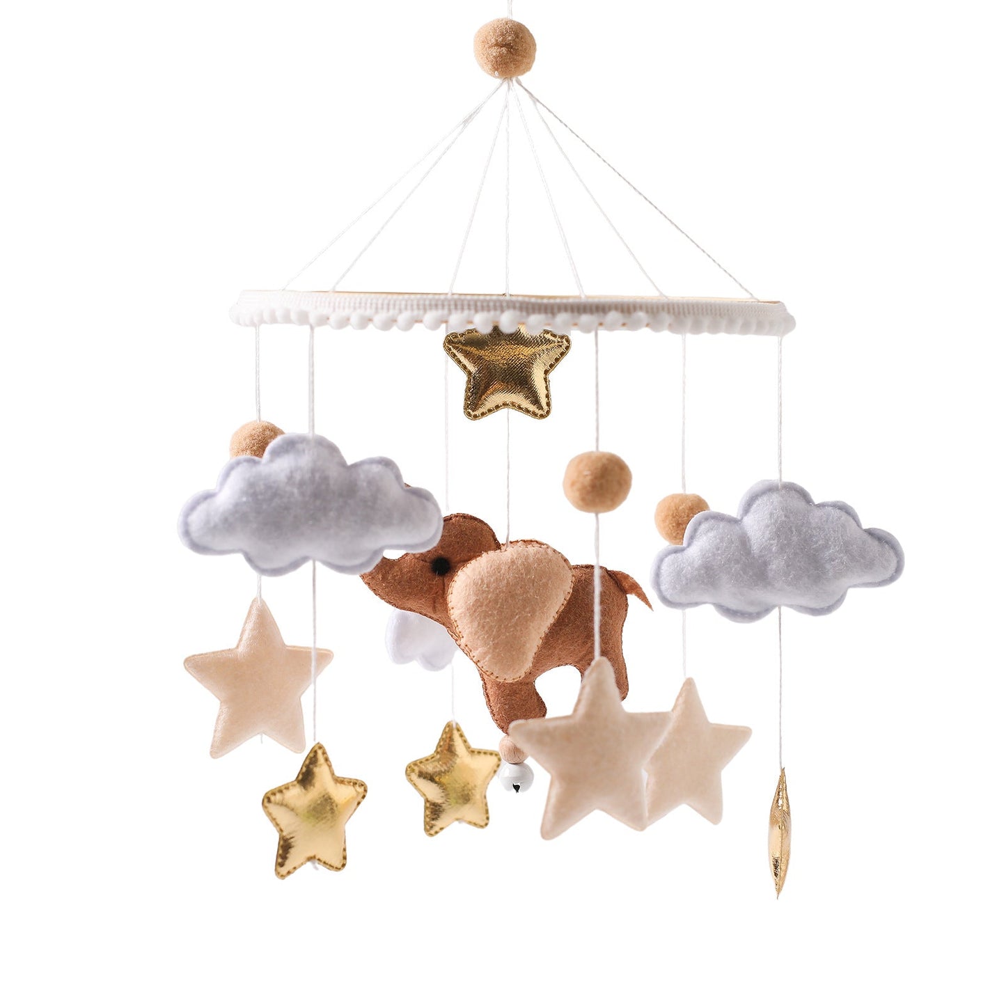 Safari animal felt baby mobile with lion elephant giraffe and zebra designs