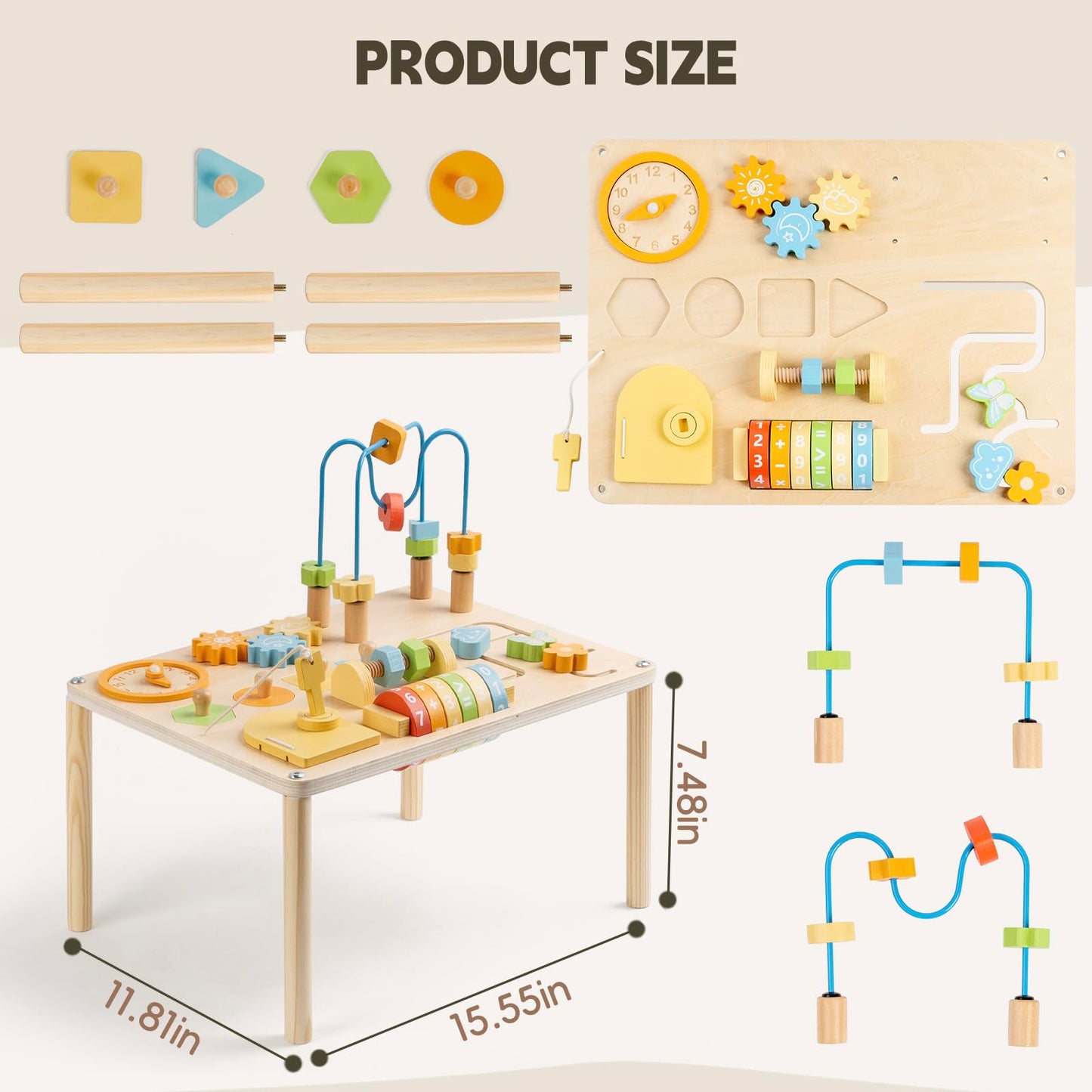 Wooden screw activity toy for improving fine motor skills and coordination