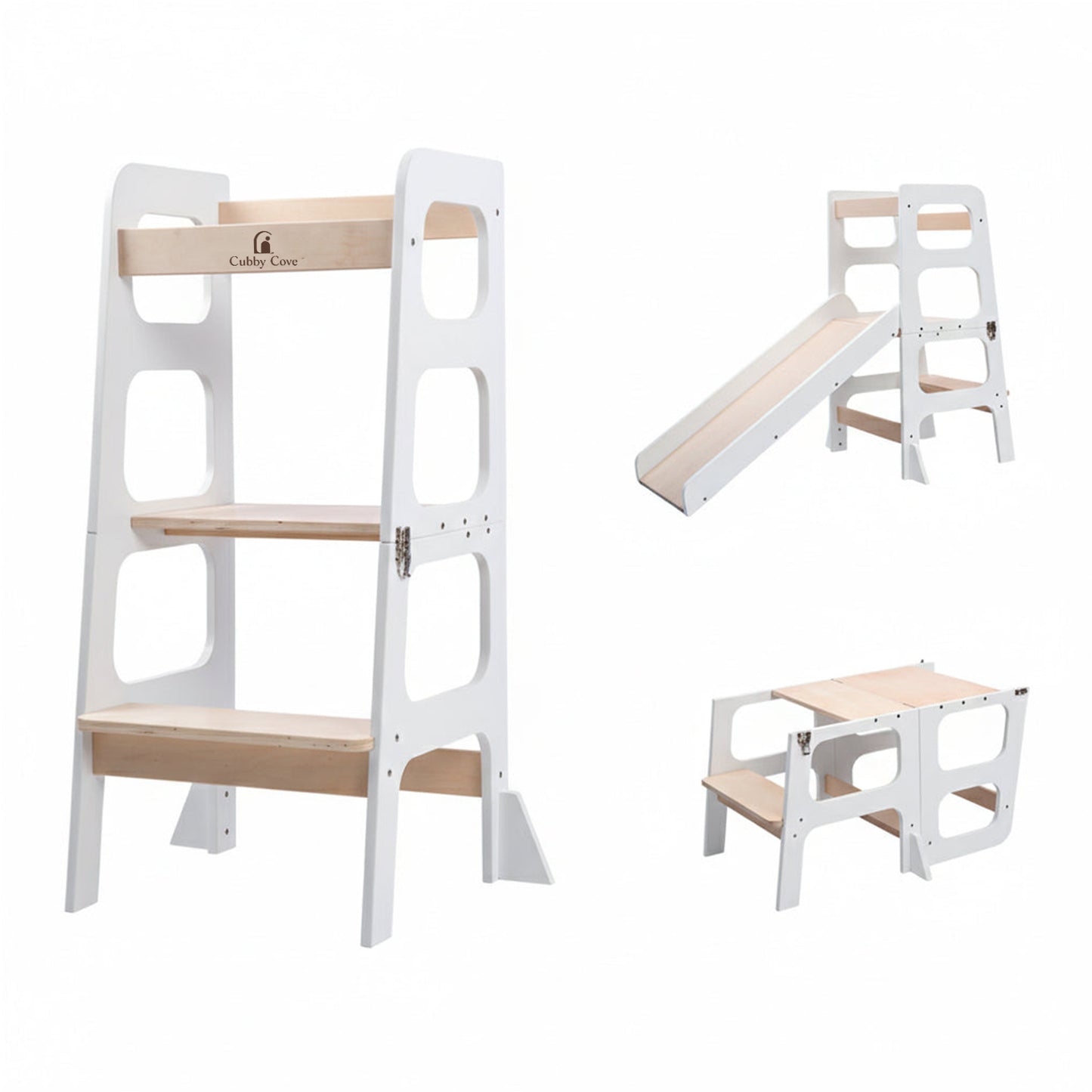 Indoor slide and learning tower combo for toddlers to explore active and practical play