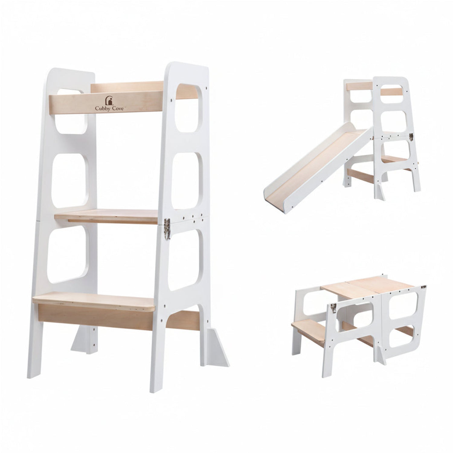 Indoor slide and learning tower combo for toddlers to explore active and practical play