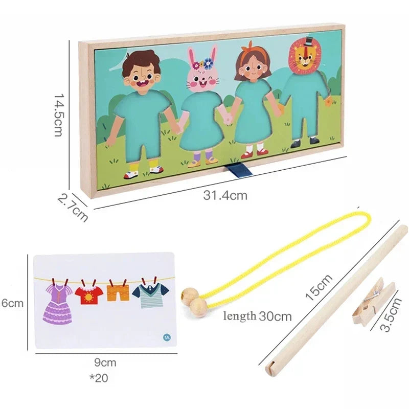 Kids clothing matching puzzle with colorful pieces

