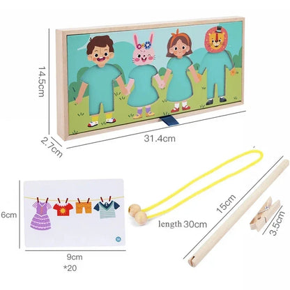 Kids clothing matching puzzle with colorful pieces

