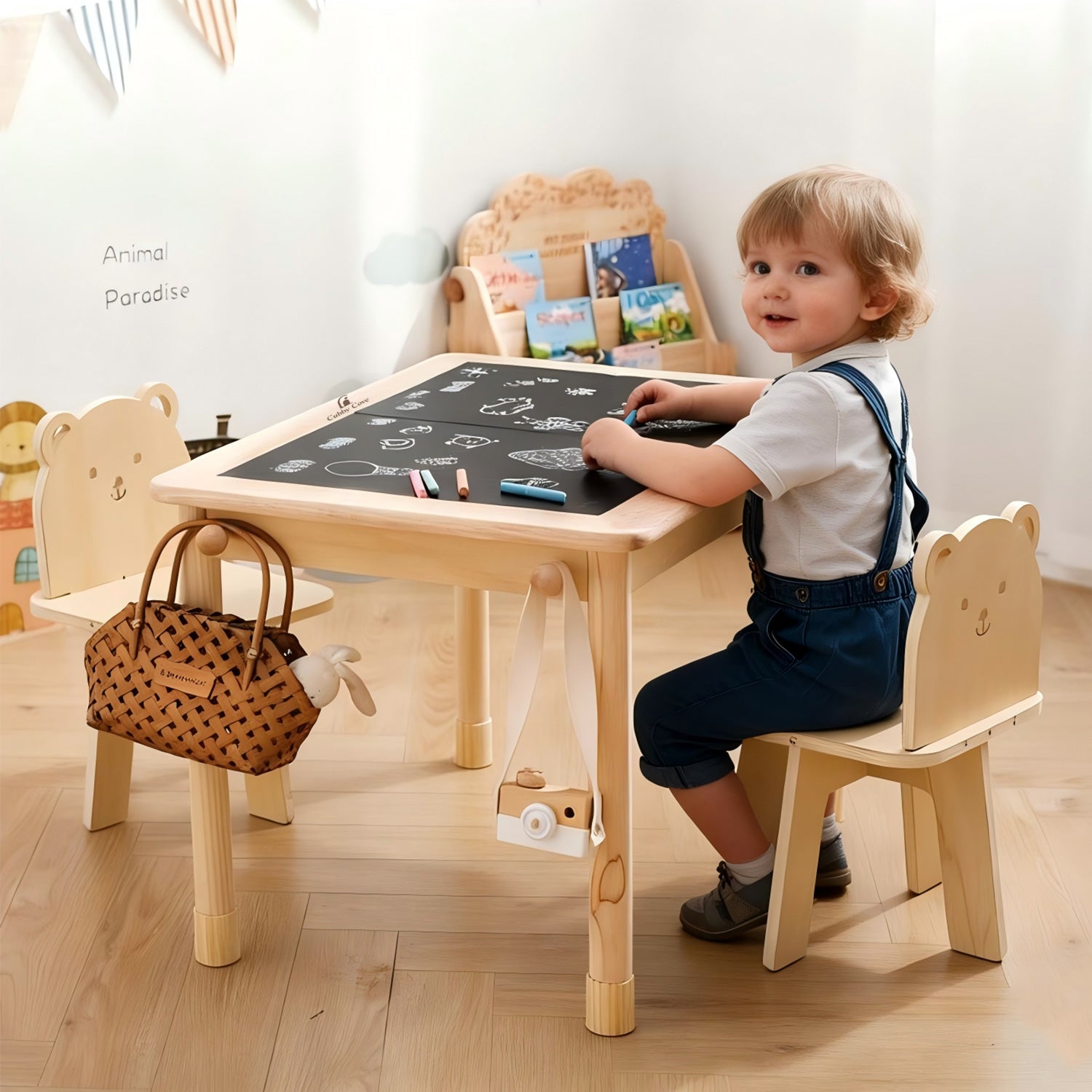 Kids craft station table for drawing painting and making projects
