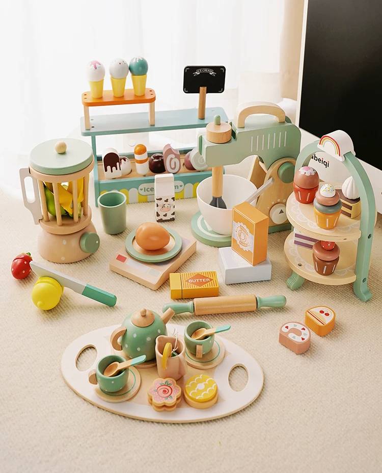 Wooden Tea Set - with Wheels - Classic Set for kids and family play, image 1