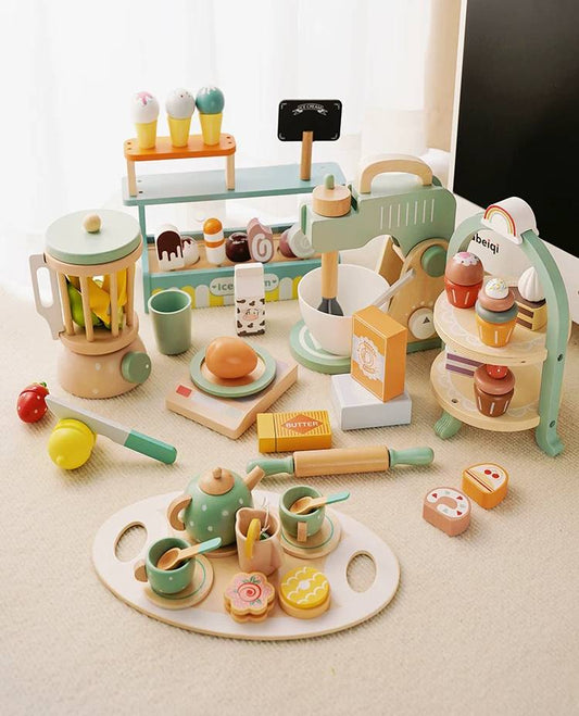Wooden Tea Set - with Wheels - Classic Set for kids and family play, image 1