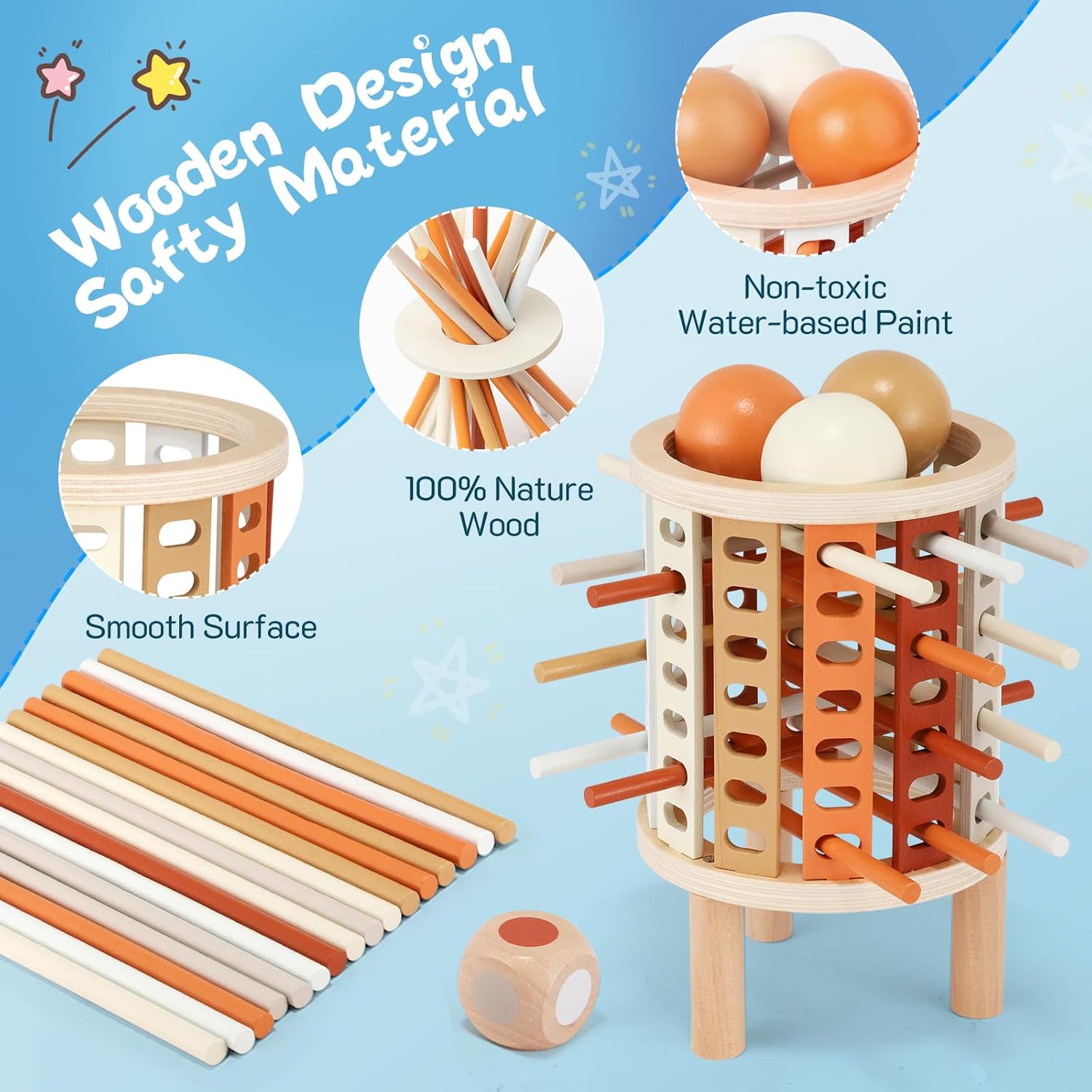 Educational wooden game for kids learning through hands on play