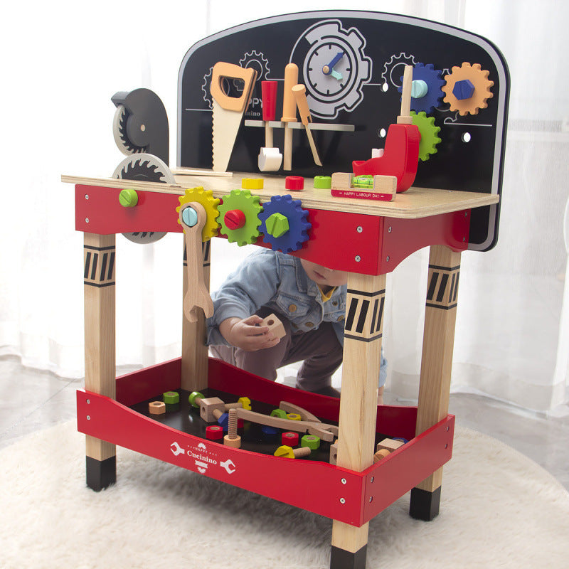 Kids Wooden Workbench - with Wheels - Large Set for kids and family play, image 3