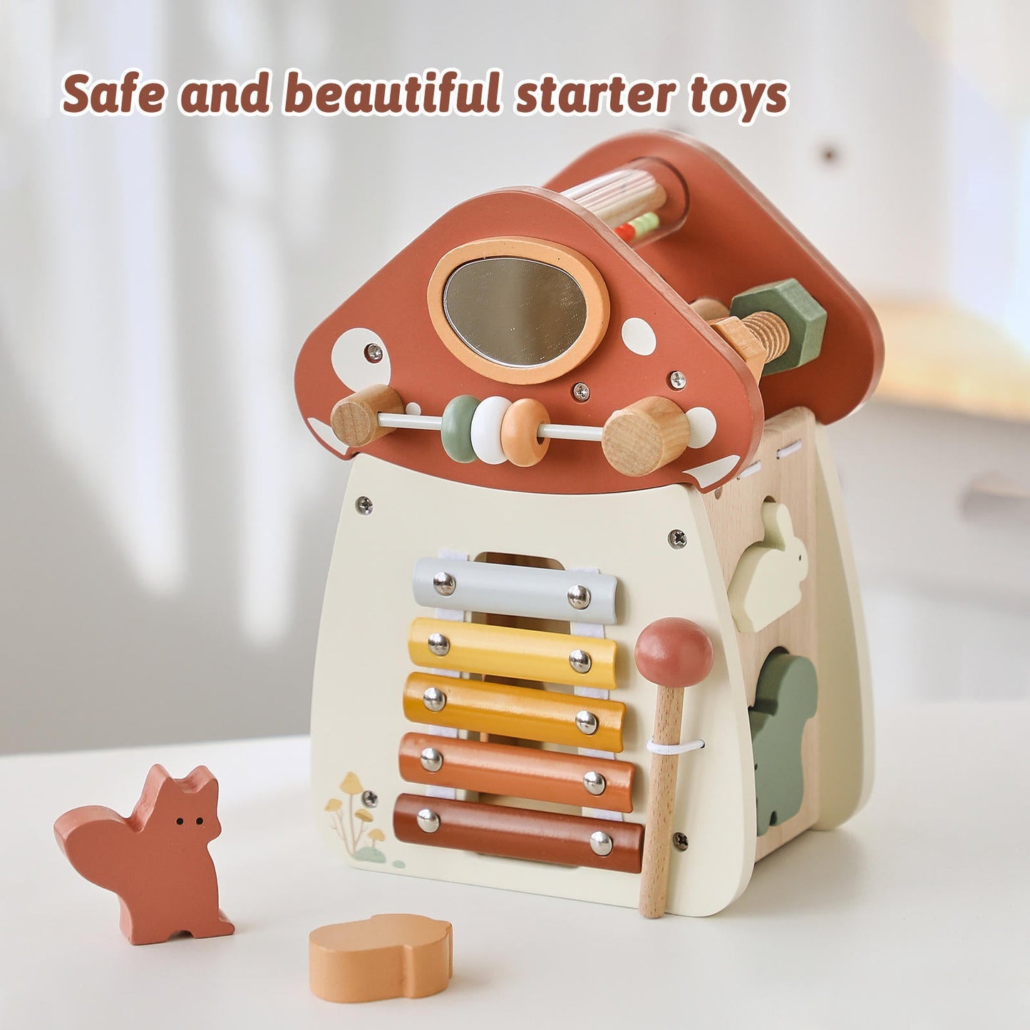 Natural wooden xylophone toy for creative music exploration
