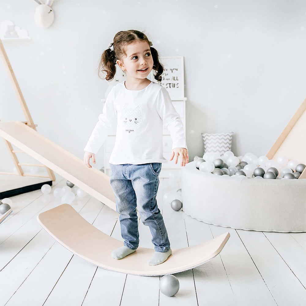 Wooden Balance Board - Rainbow for kids and family play, image 3