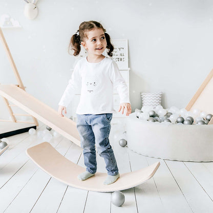 Wooden Balance Board - Rainbow for kids and family play, image 3
