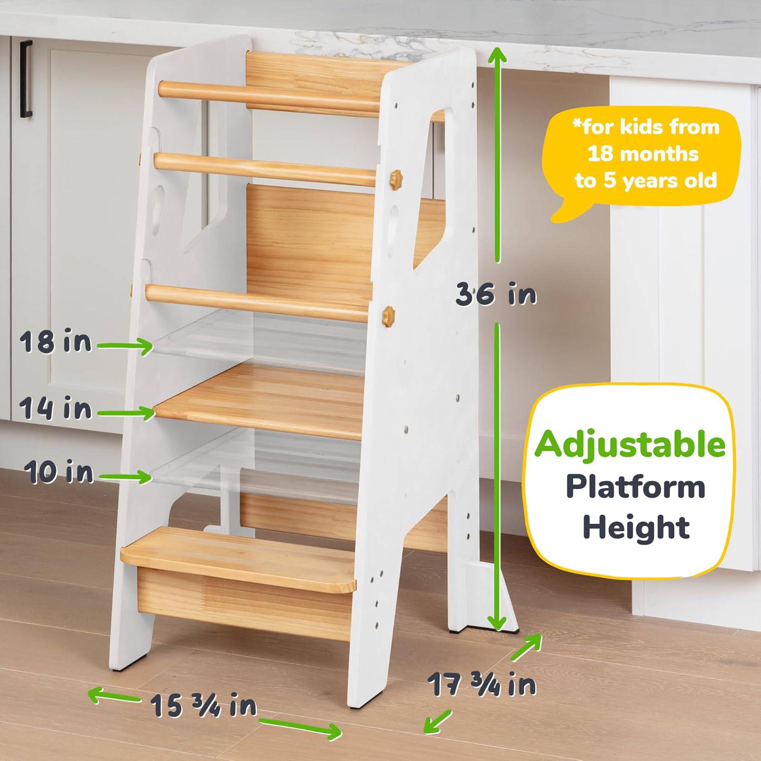Kitchen helper tower for toddlers to safely explore family activities