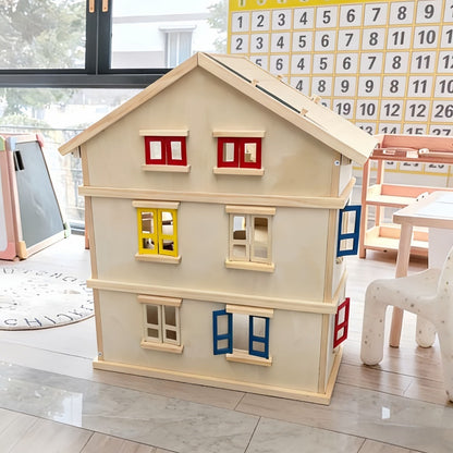 Large Wooden Dollhouse for kids and family play, image 2