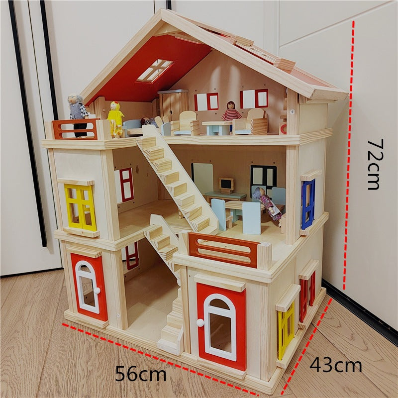Large Wooden Dollhouse for kids and family play, image 3