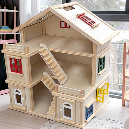 Large Wooden Dollhouse for kids and family play, image 6