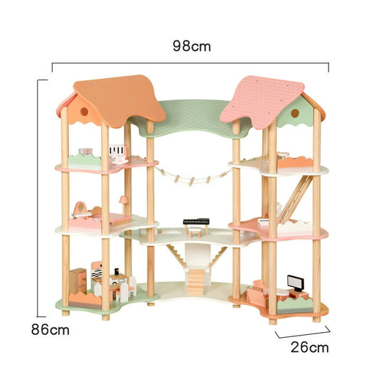 Large Wooden Dollhouse - with Bridge for kids and family play, image 1