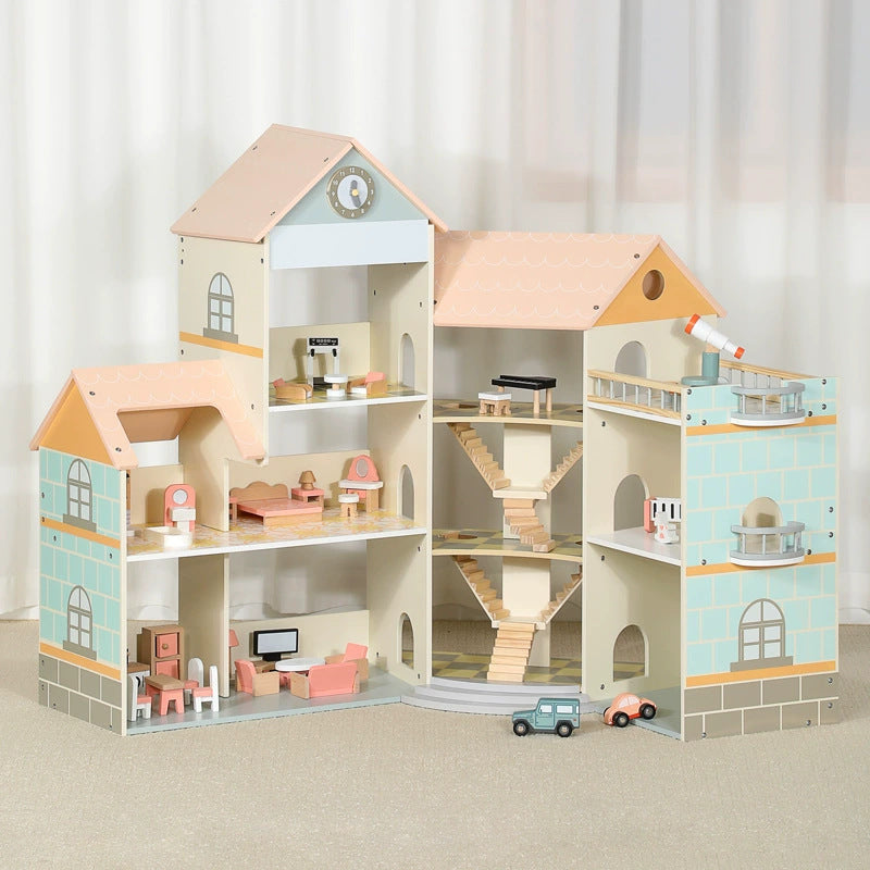 Large Wooden Dollhouse - with Stairs for kids and family play, image 1
