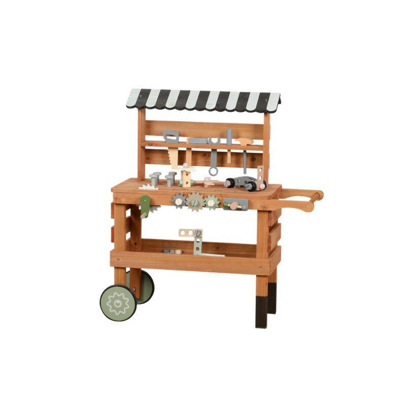 Large Kids Wooden Workbench - with Wheels - Deluxe Set for kids and family play, image 2