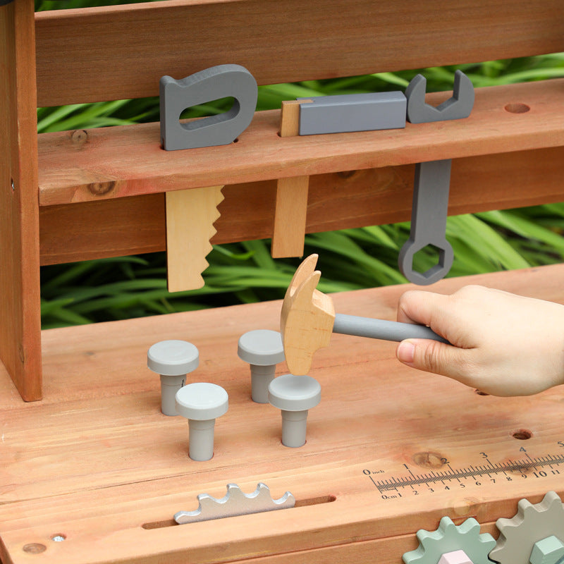 Large Kids Wooden Workbench - with Wheels - Deluxe Set for kids and family play, image 3