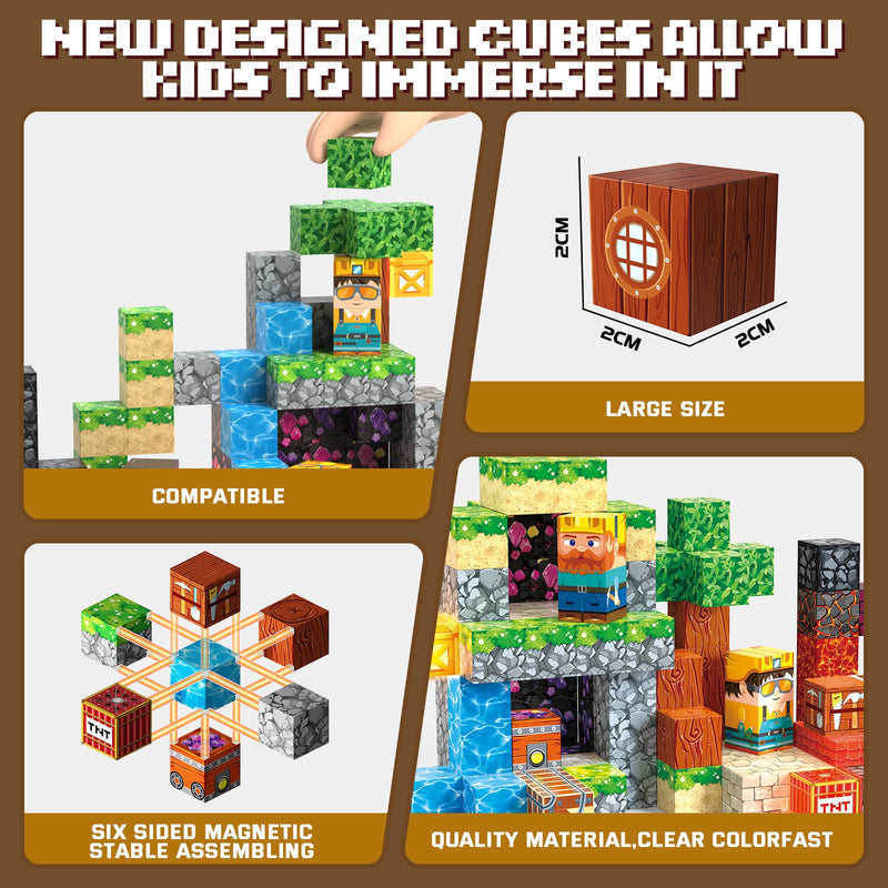 Magnetic blocks with glow cubes for creative play
