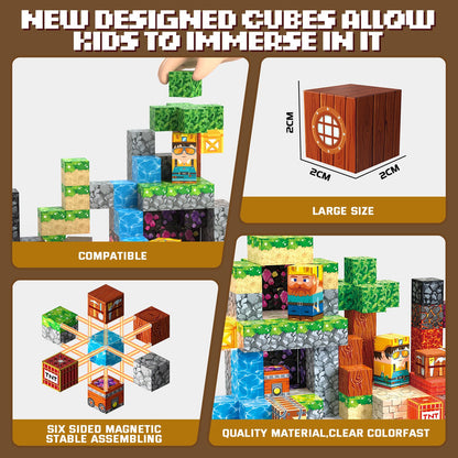 Magnetic blocks with glow cubes for creative play
