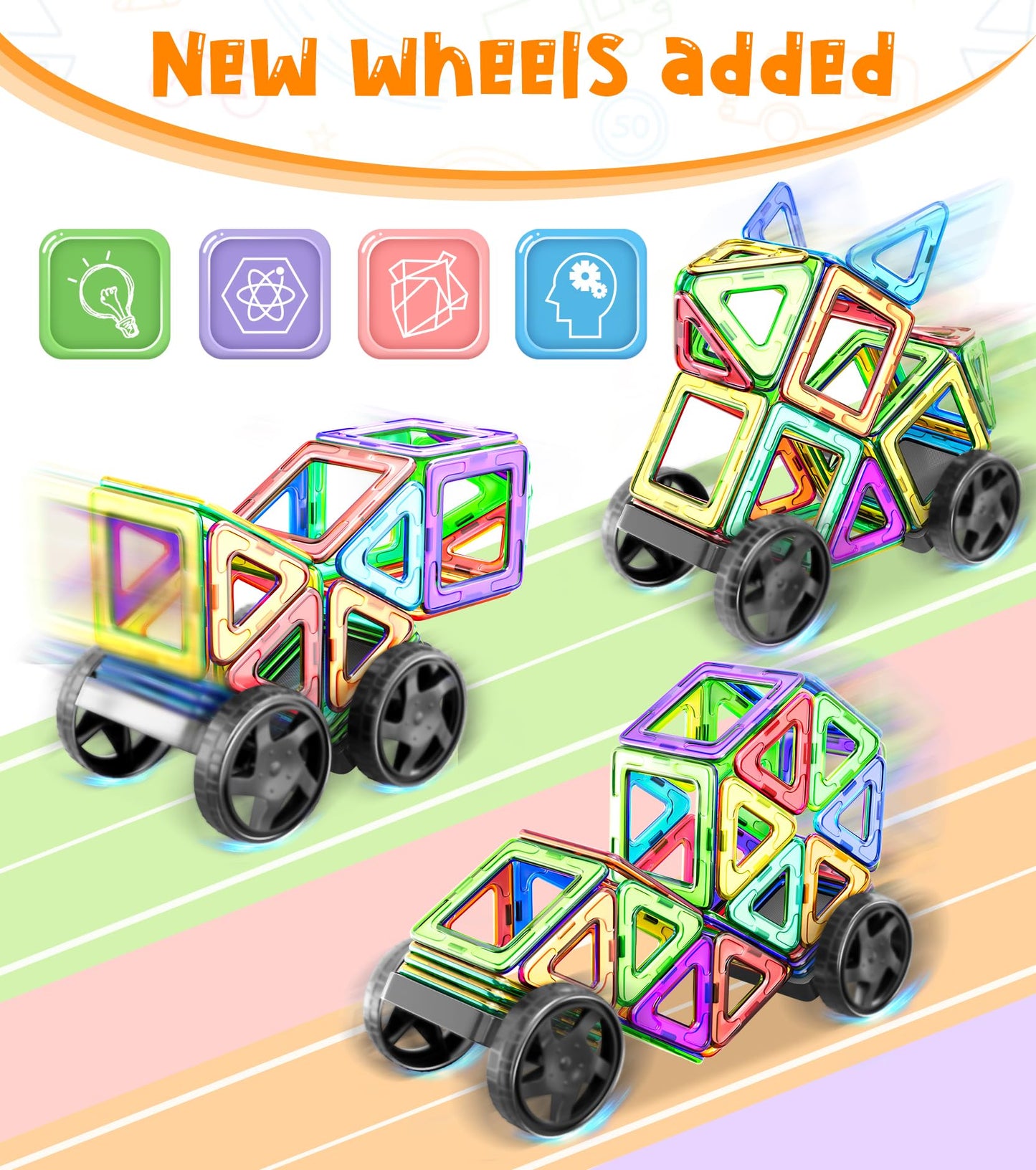 Kids building 3D structures with colorful magnetic blocks