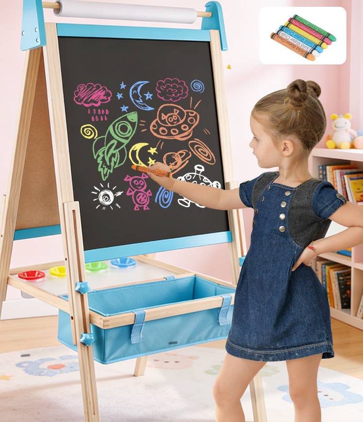 Magnetic whiteboard easel for kids learning and drawing