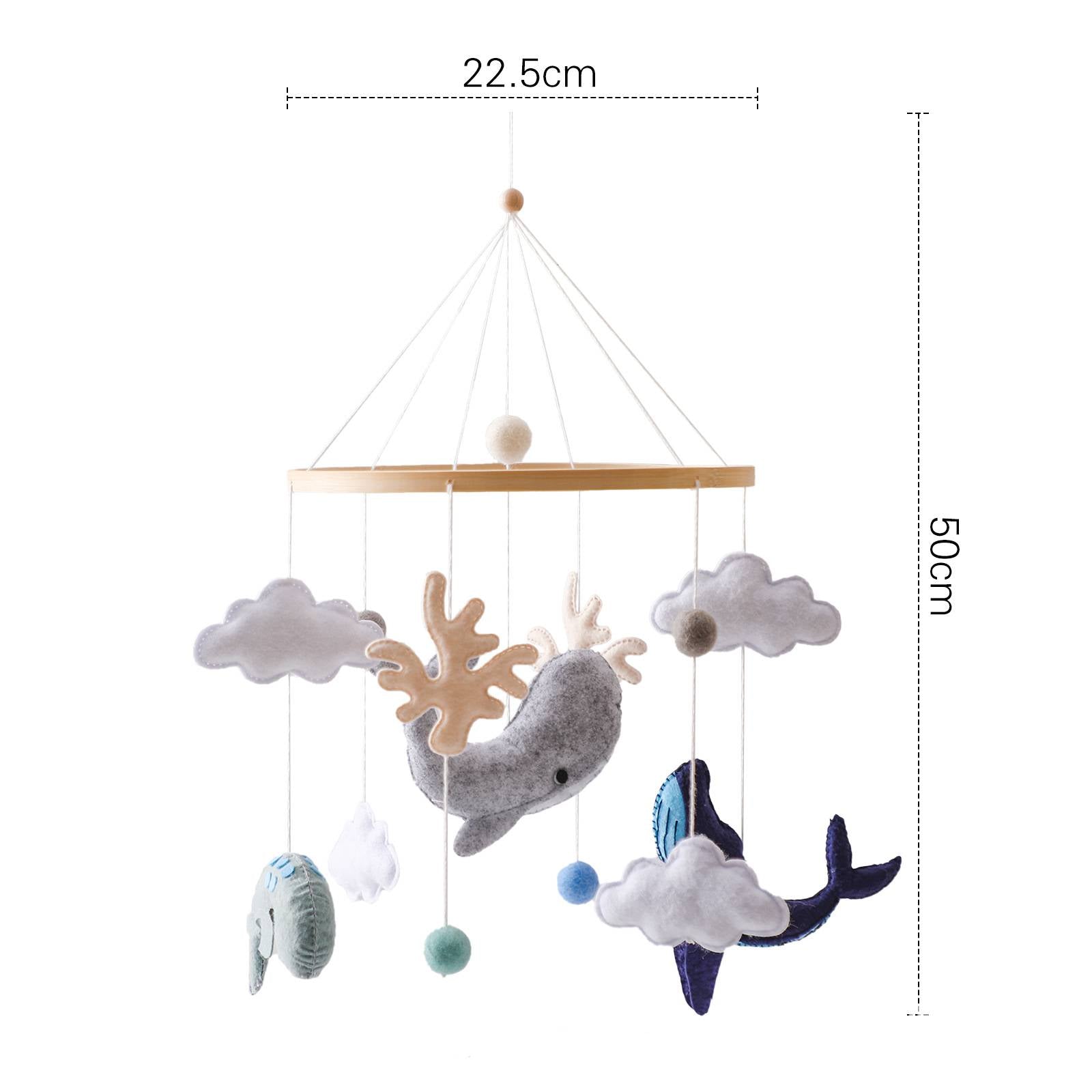 Minimalist baby nursery mobile with soft colors and Scandinavian style